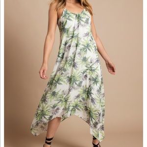 Island fantasy green palm print maxi dress